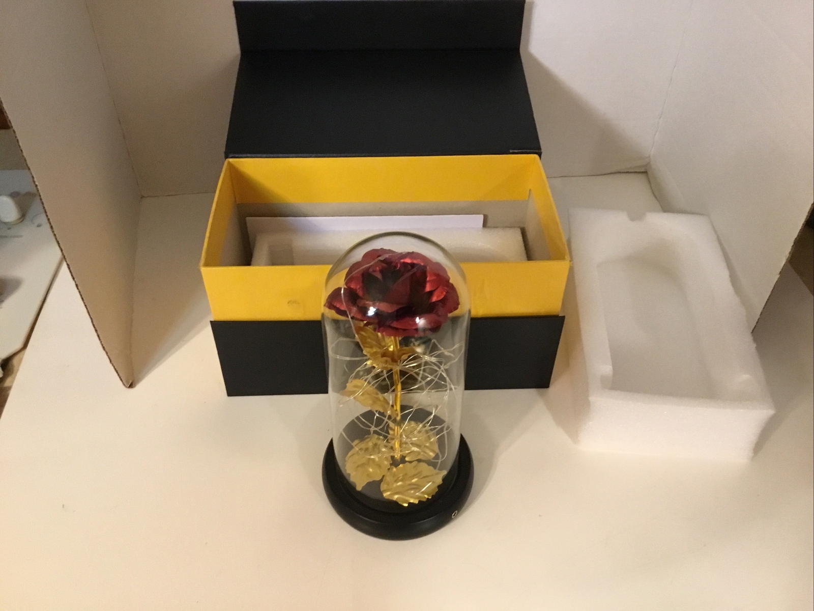 Beauty And The Beast Enchanted Rose in a Glass Dome LED Light Lamp Decor Gift