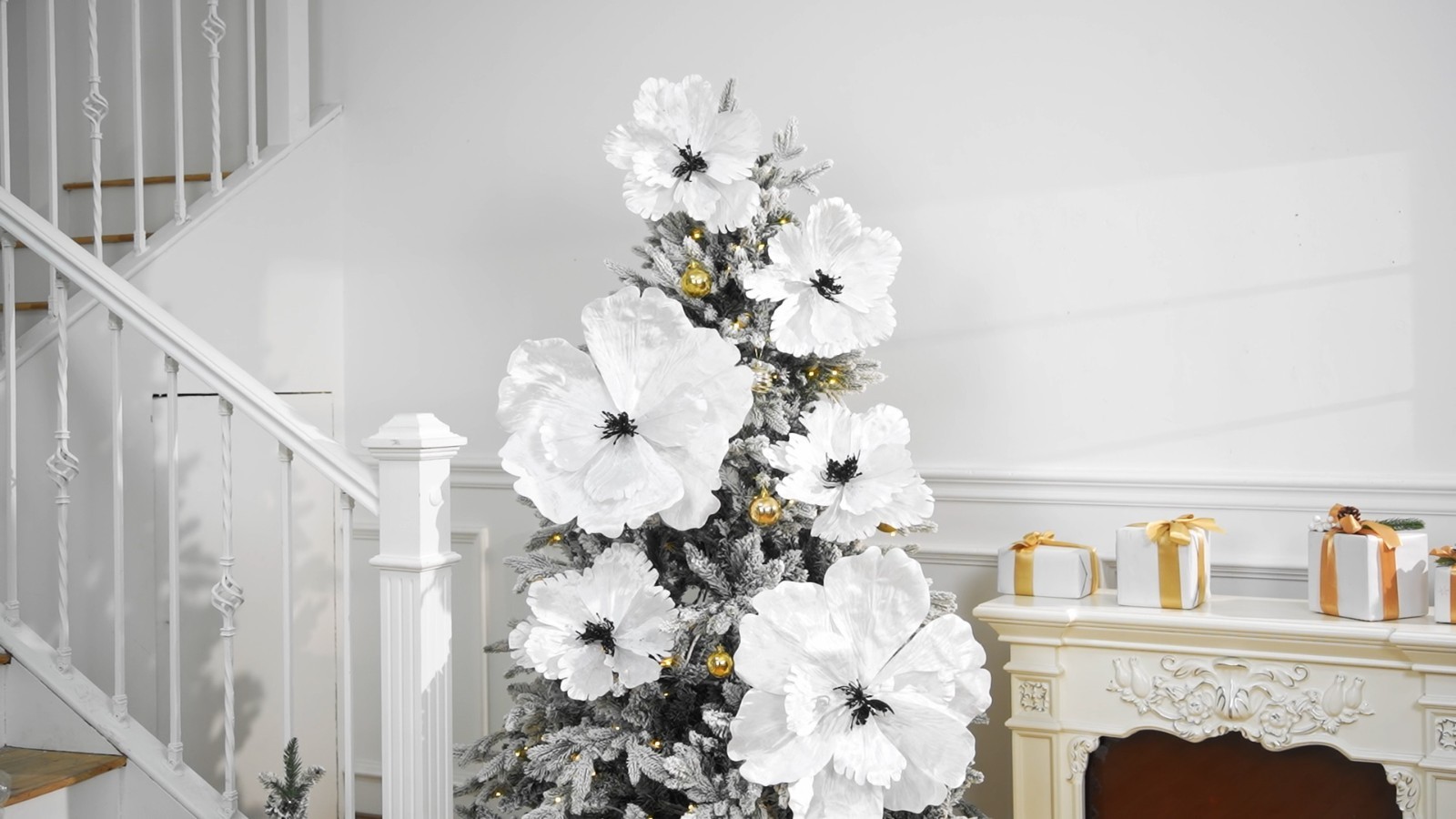 6 Pcs Red Velvet Poinsettia & Magnolia Flowers – Witch Party Decor, Wedding, Bir