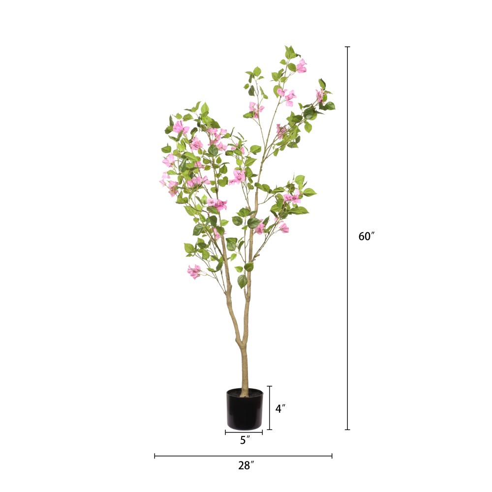 5FT Artificial Bougainvillea Tree with Black Plastic Pot Realistic Fake