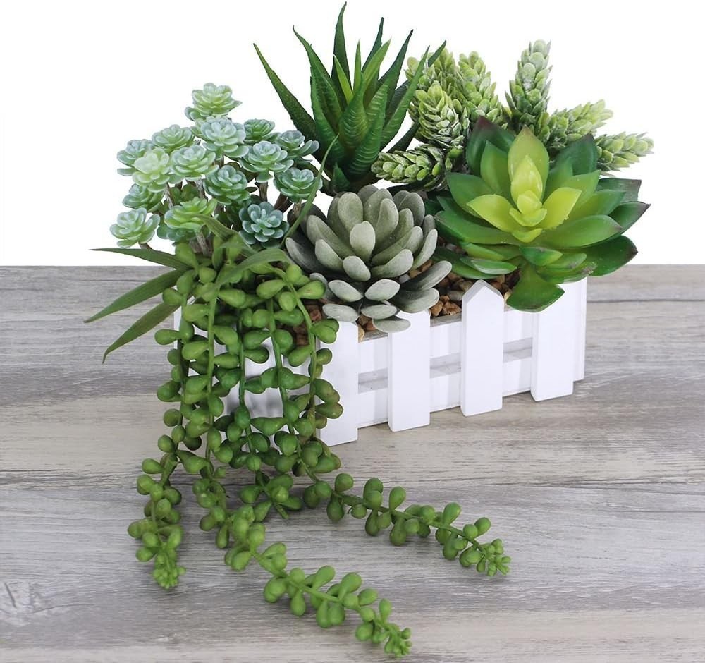 Fake Succulents Assorted 6 Pack Artificial Hanging Plants for Decor