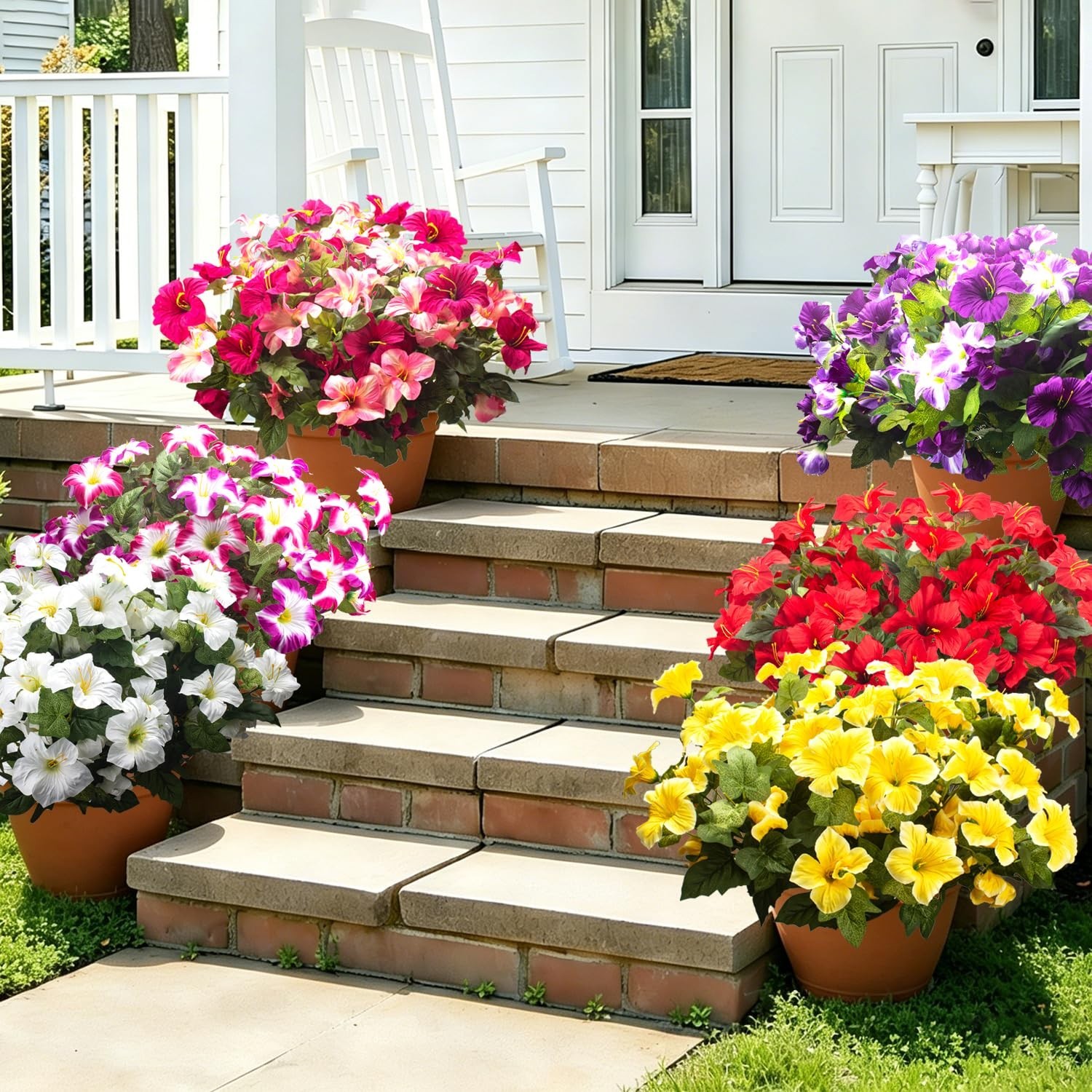 Vibrant UV Resistant Faux Petunias – Silk Flowers for Outdoor Decor, Maintenance