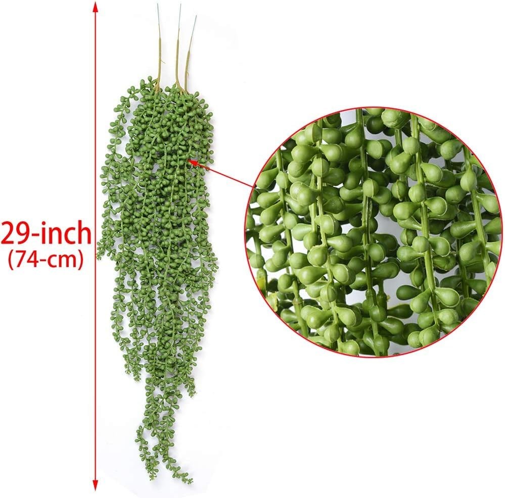 6pcs Artificial Fake String of Pearls Plant Faux Fake Hanging Succulents Plan…