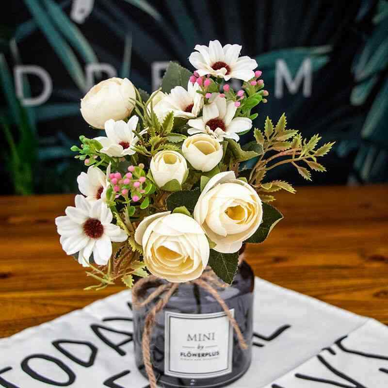 Retro 1 Bunch Wedding Decor Rustic Cozy Home Rose Fake Flower Artificial Flowers
