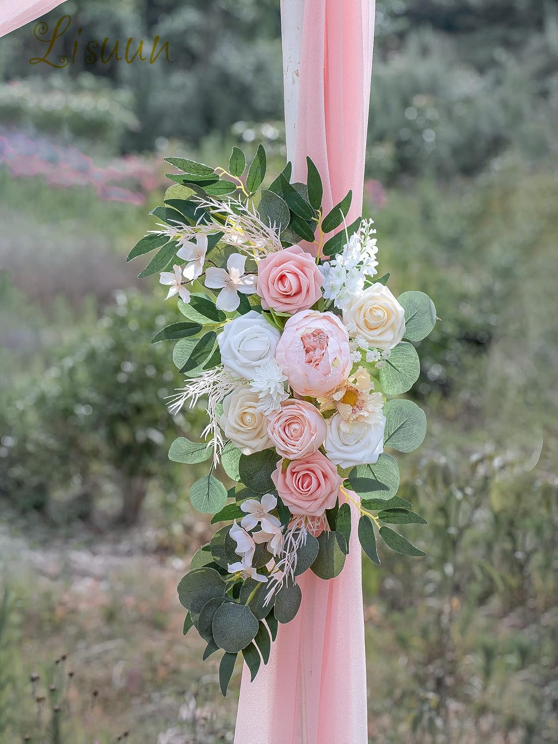 Wedding Arch Flowers, Artificial Flowers for Decoration, 2Pcs Flower Swag and 1