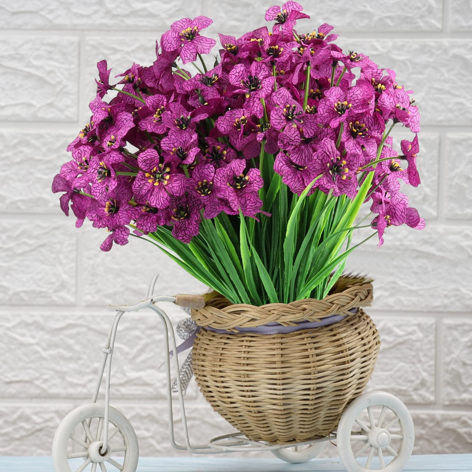 Artificial Flowers for Outdoors,12 Bundles UV Resistant Artificial Flowers De…