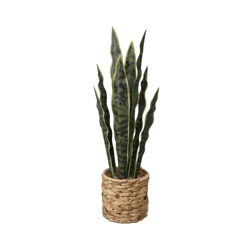 24.3 Inch Artificial Snake Plant in Rattan Basket Decor Indoor Office Home New