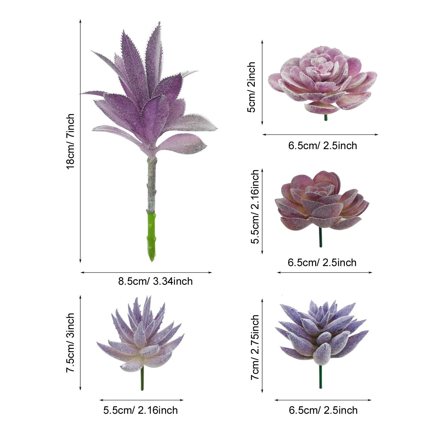 15 PCS Artificial Succulent Plants – Purple Faux Succulents for Home Decor, DIY