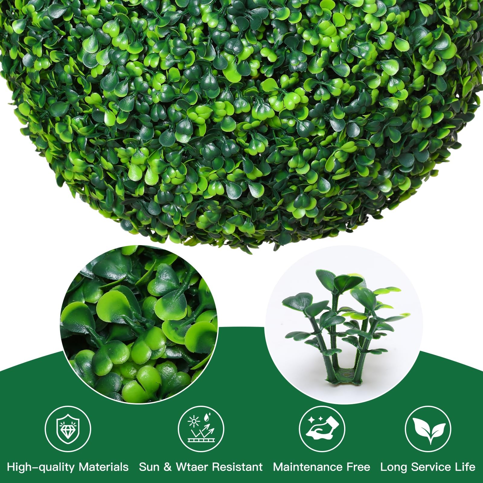 3 Pcs Artificial Topiary Ball Plant Faux Boxwood Balls for Outdoor UV Resista…
