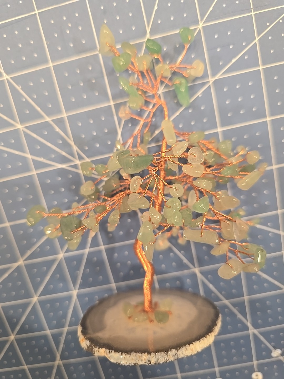 Crystal Tree Healing Natural Green Gemstone Stone Base Copper Wire Handmade