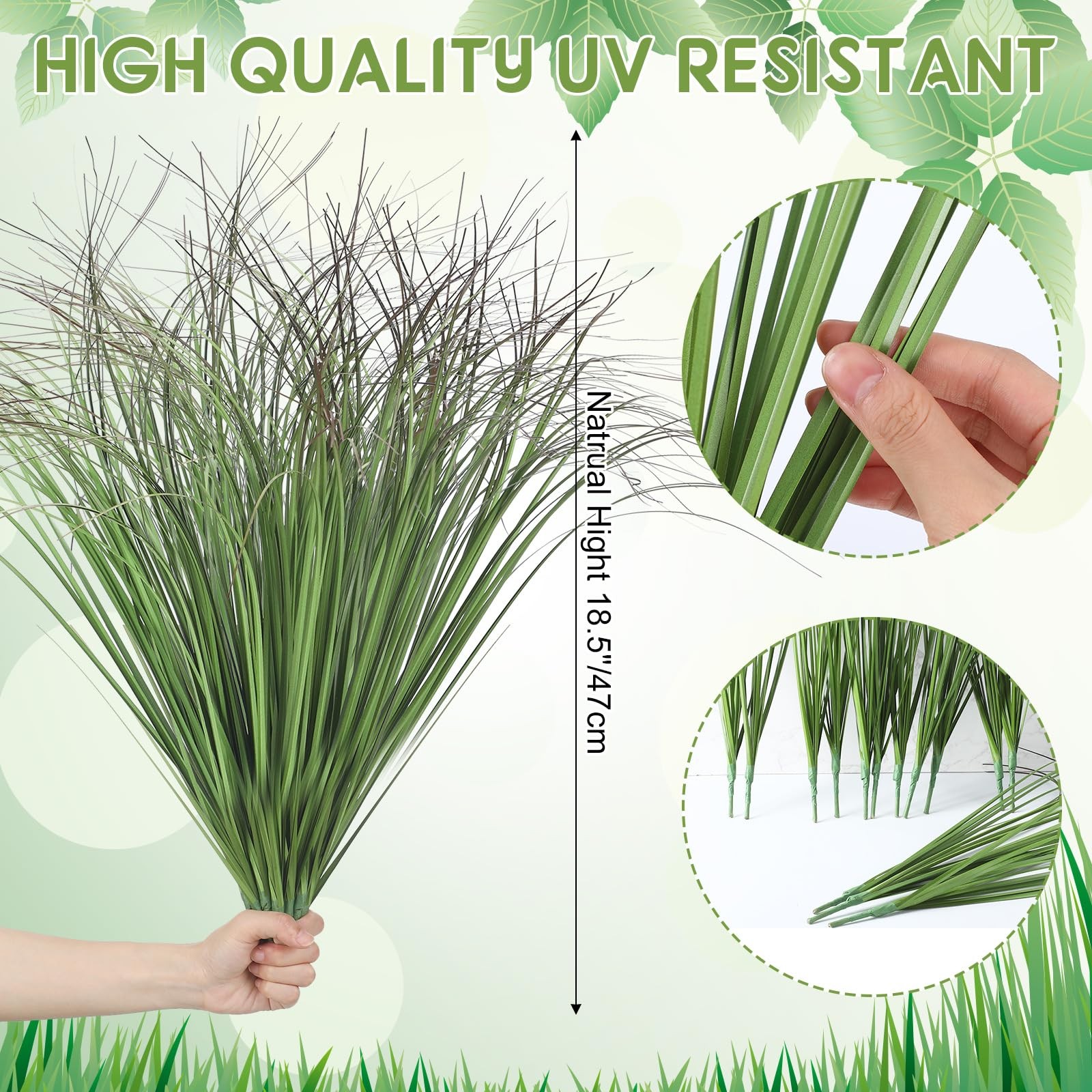 24 Pcs Artificial Fake Grass Plant 18.5 Inch Tall Faux Shrubs Wheat Grass Gre…