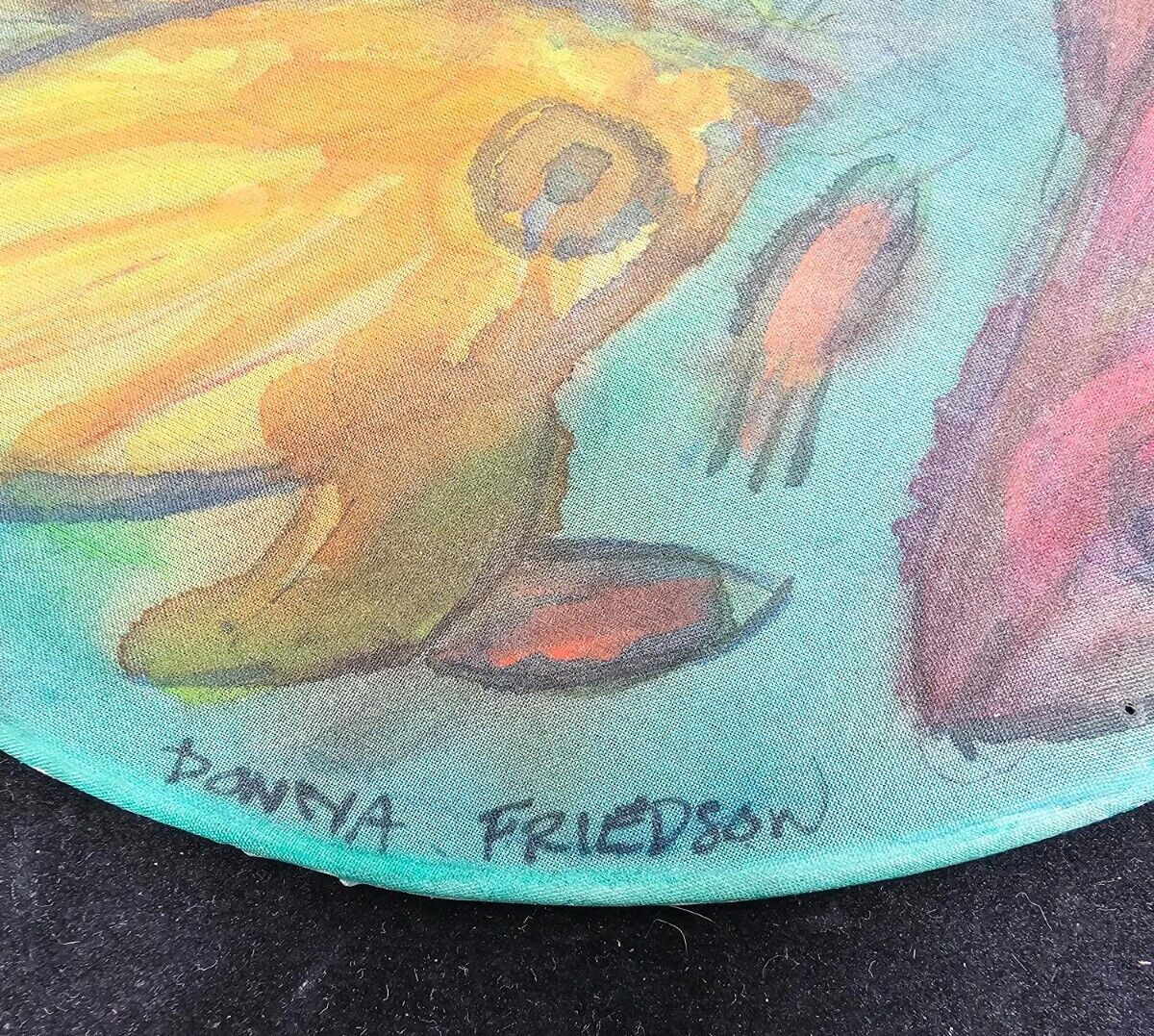 Donna Lynn Friedson Hand Painted Silk Round With Fish