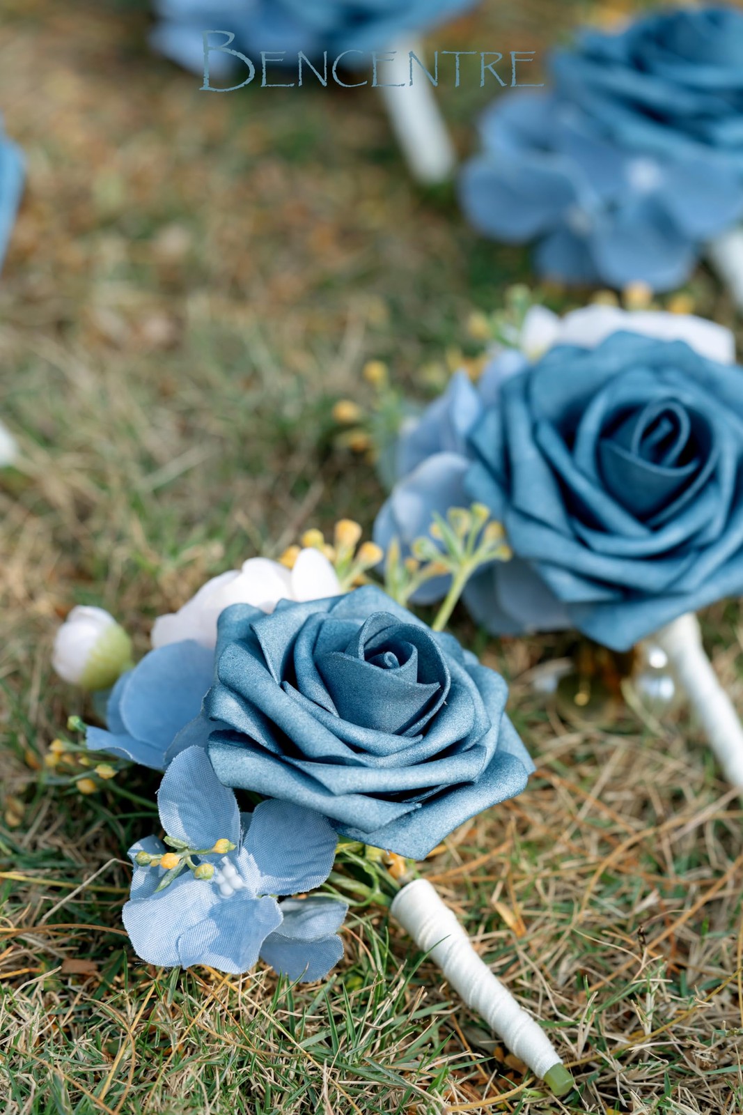 Dusty Blue Boutonniere Groom Groomsmen Wedding Anniversary Prom Party 6 PCS