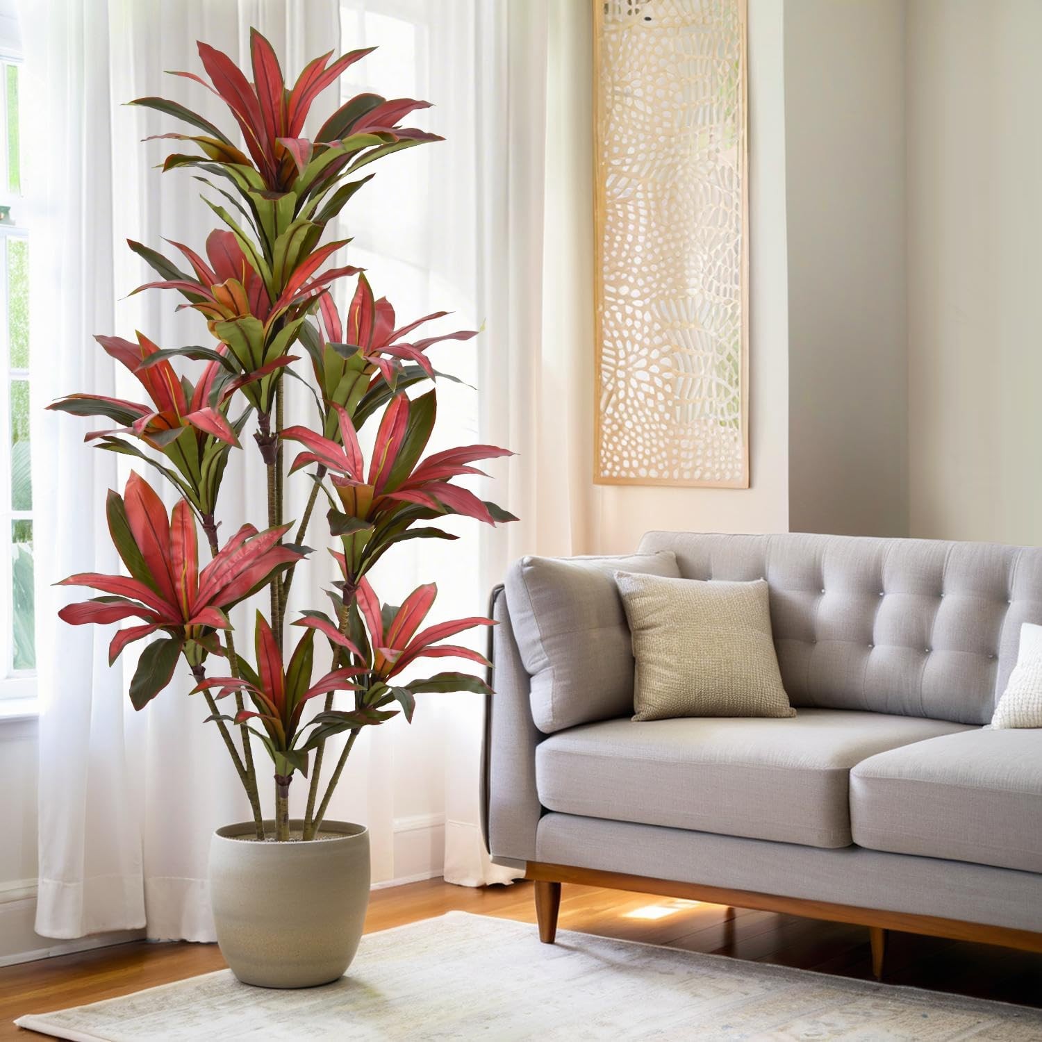Artificial Dracaena Tree 6ft(72in) Tall Large Faux Fall Plants with Realistic