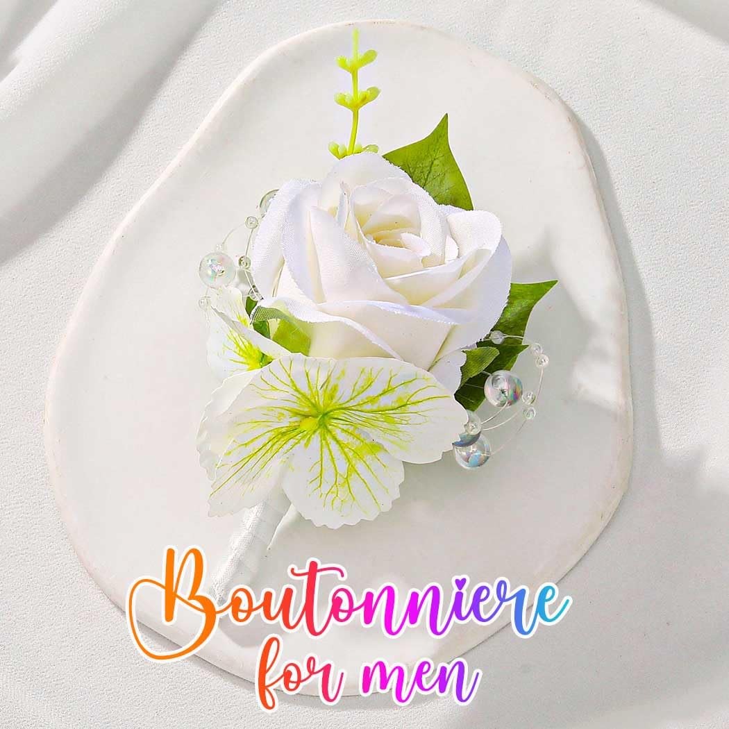Wedding Flower Boutonniere Groom Rose Buttonholes Prom Suit Decoration for Me…