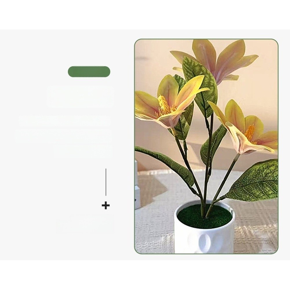 Artificial Magnolia Silk Flower For For TRIO Potted Plant Home Decor Wedding
