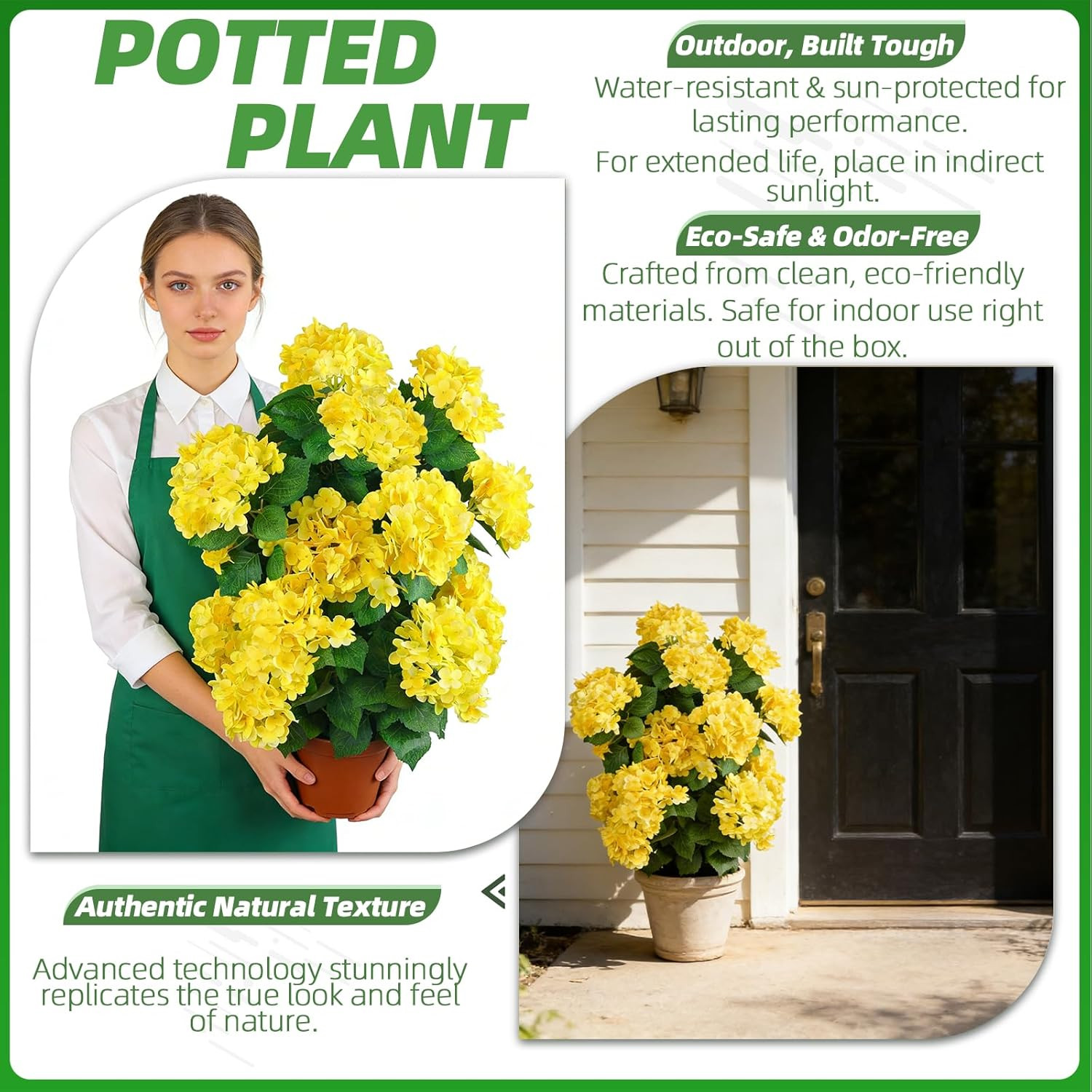 30″ Faux Hydrangea Tree (2 Pack) – Realistic Yellow Flower Decor for Home & Pati