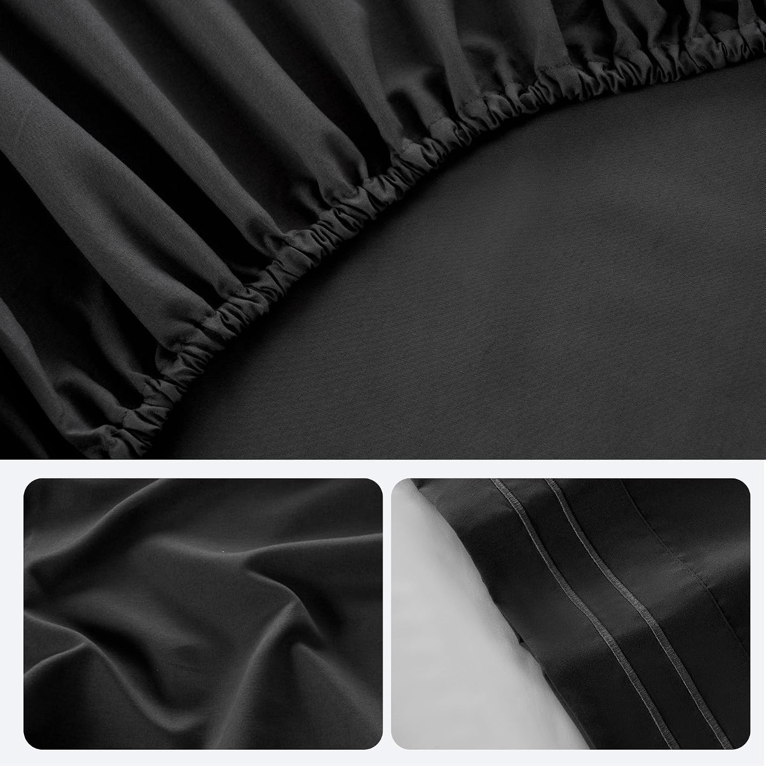 Black Queen Sheet Set, 4 Pieces Soft Bedding Queen Sheet Set, Breathable and Coo