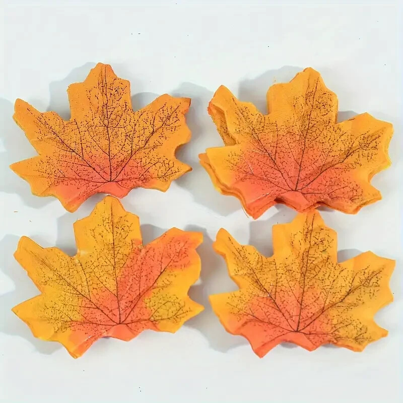100 Vibrant Artificial Fall Maple Leaves, Thanksgiving, Home, Outdoor Decor
