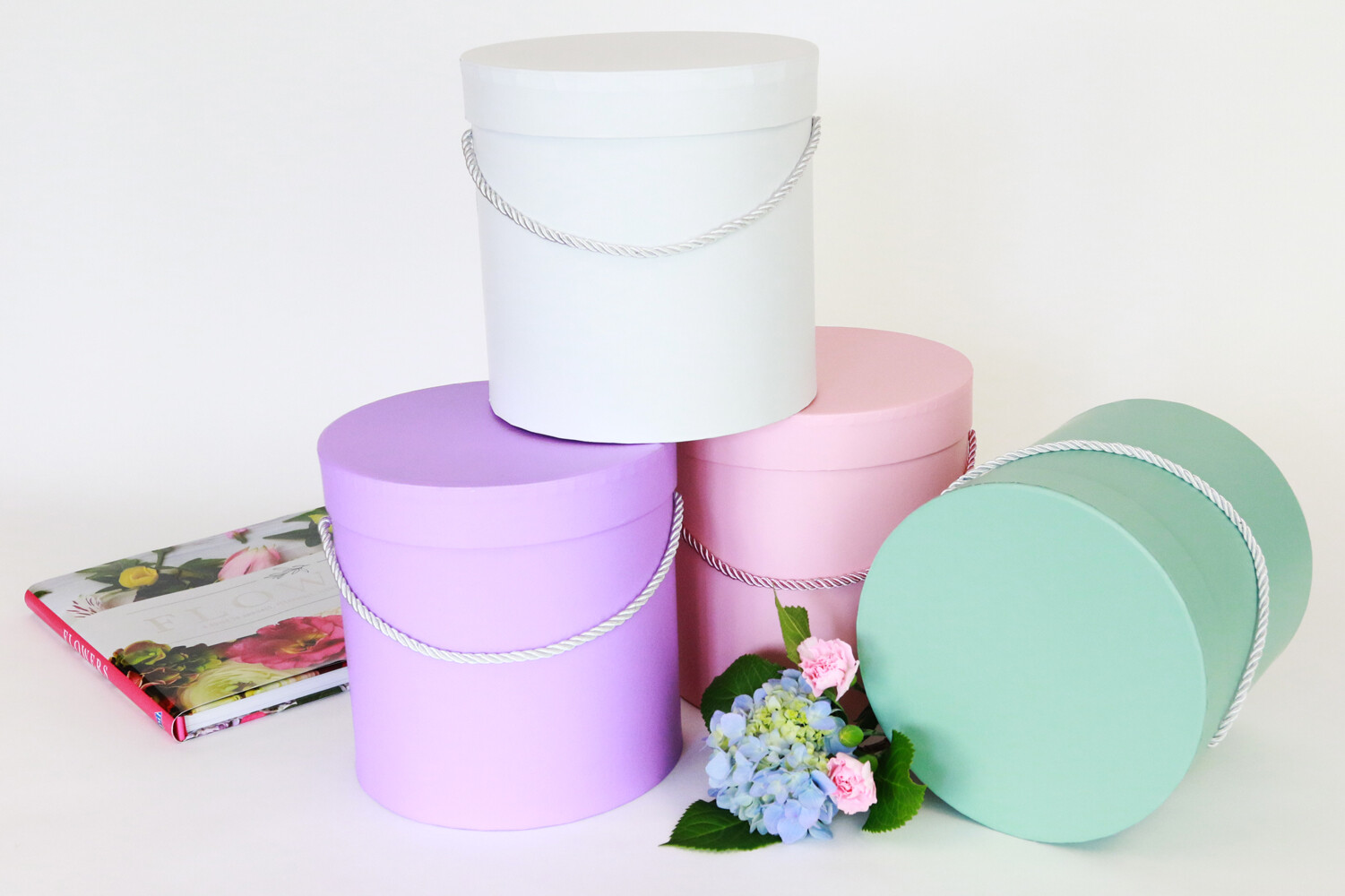 Premium Quality Round Flower Box, Floral Gift Box, Set of 3 pcs, with Lids