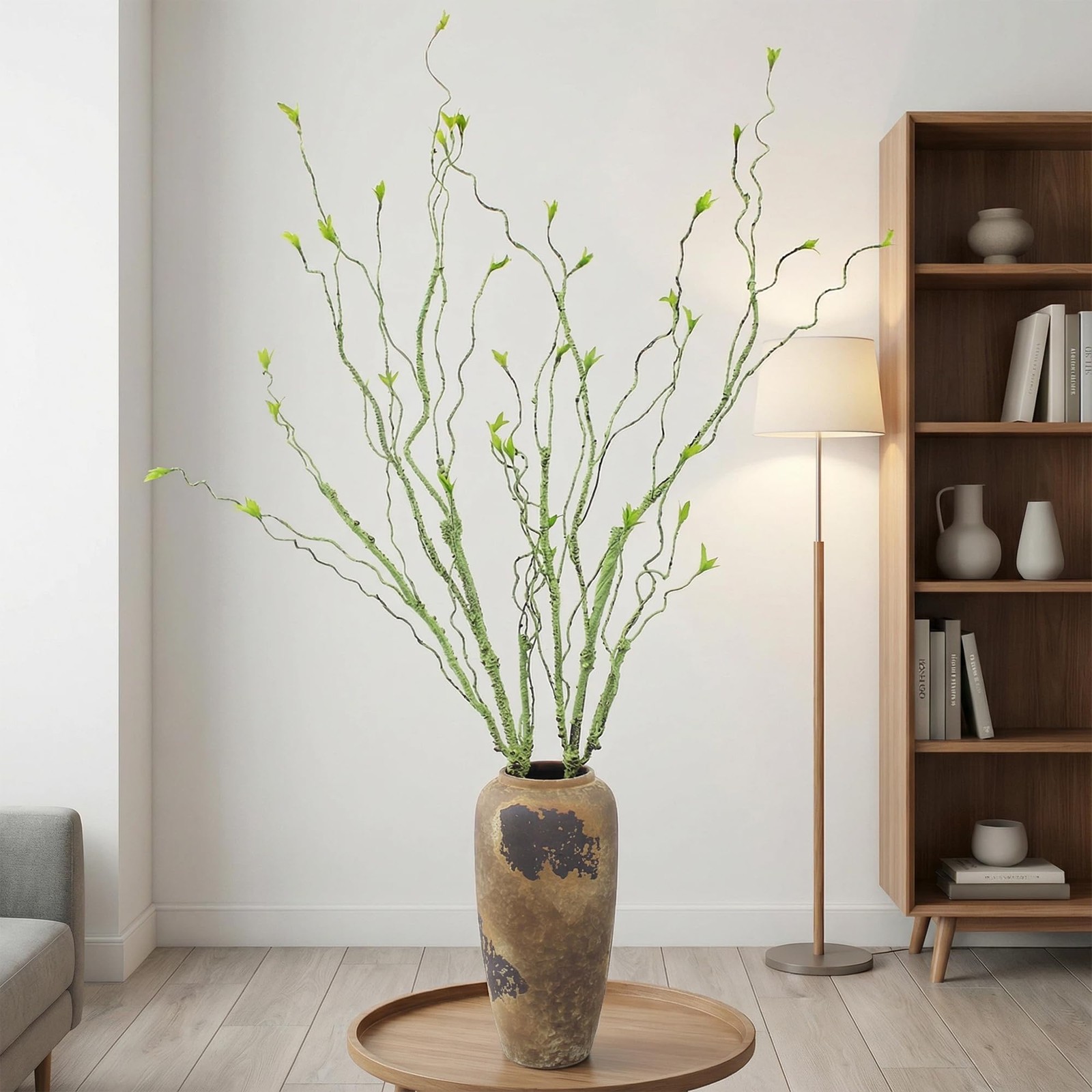 2 PCS Light Green 49 Inch Bendable Artificial Leaves Fake Hanging Plants