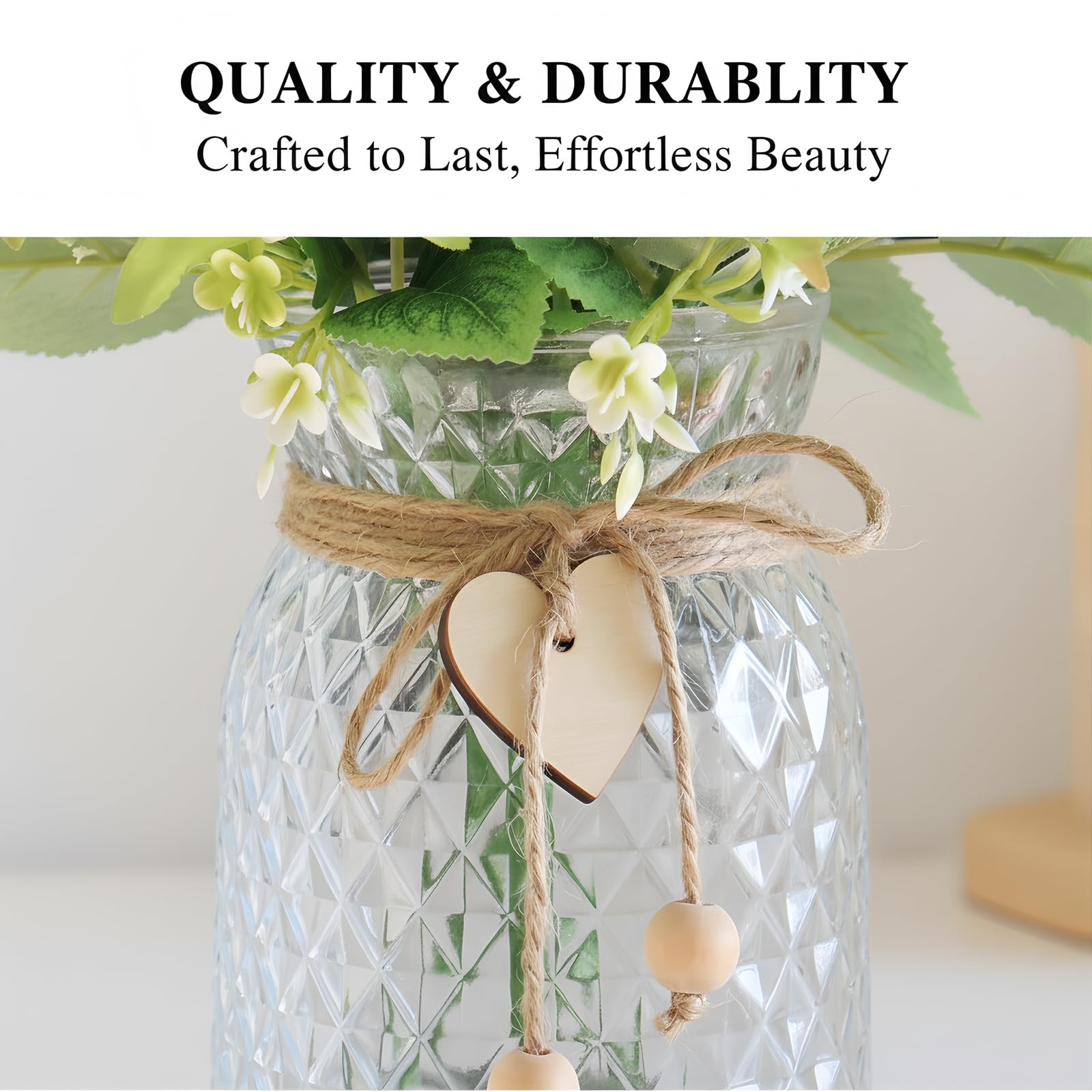 Faux Flowers in Vase, 18 Pcs Fake Rose Flowers, Artificial Flowers for Home D…