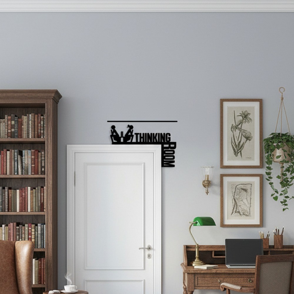 “Room for Thinking” Humor Metal Toilet Sign – Bathroom Wall Decor 1pc