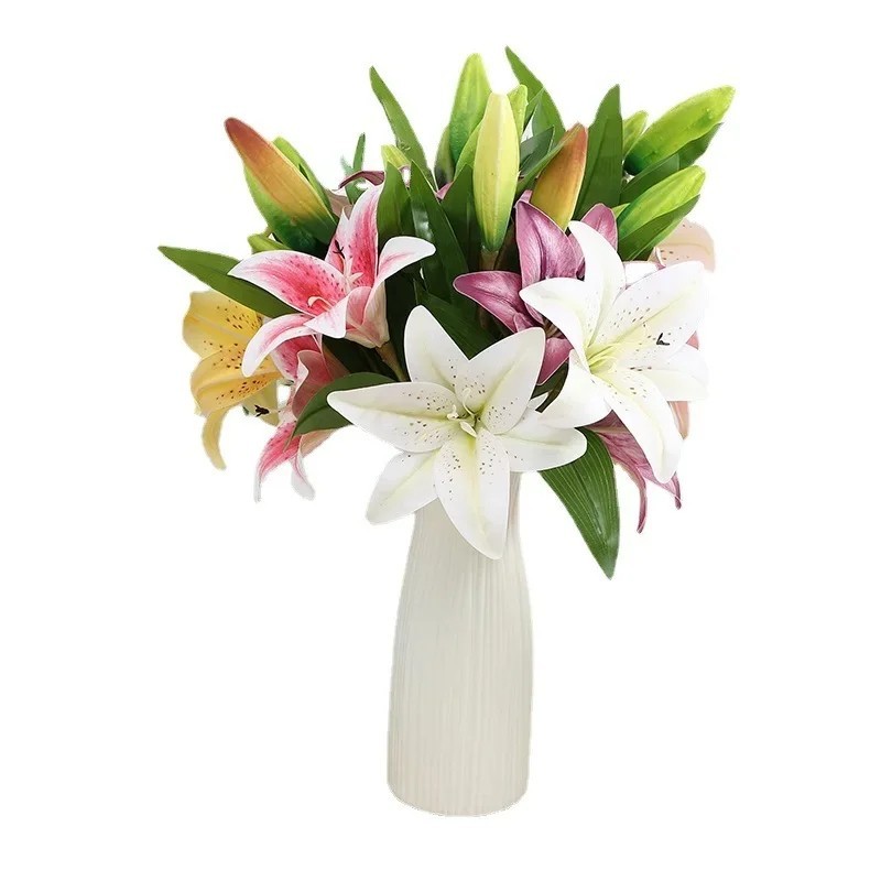NEW 3D Printed White Lily Artificial Flowers Real Look for Wedding Home Decor