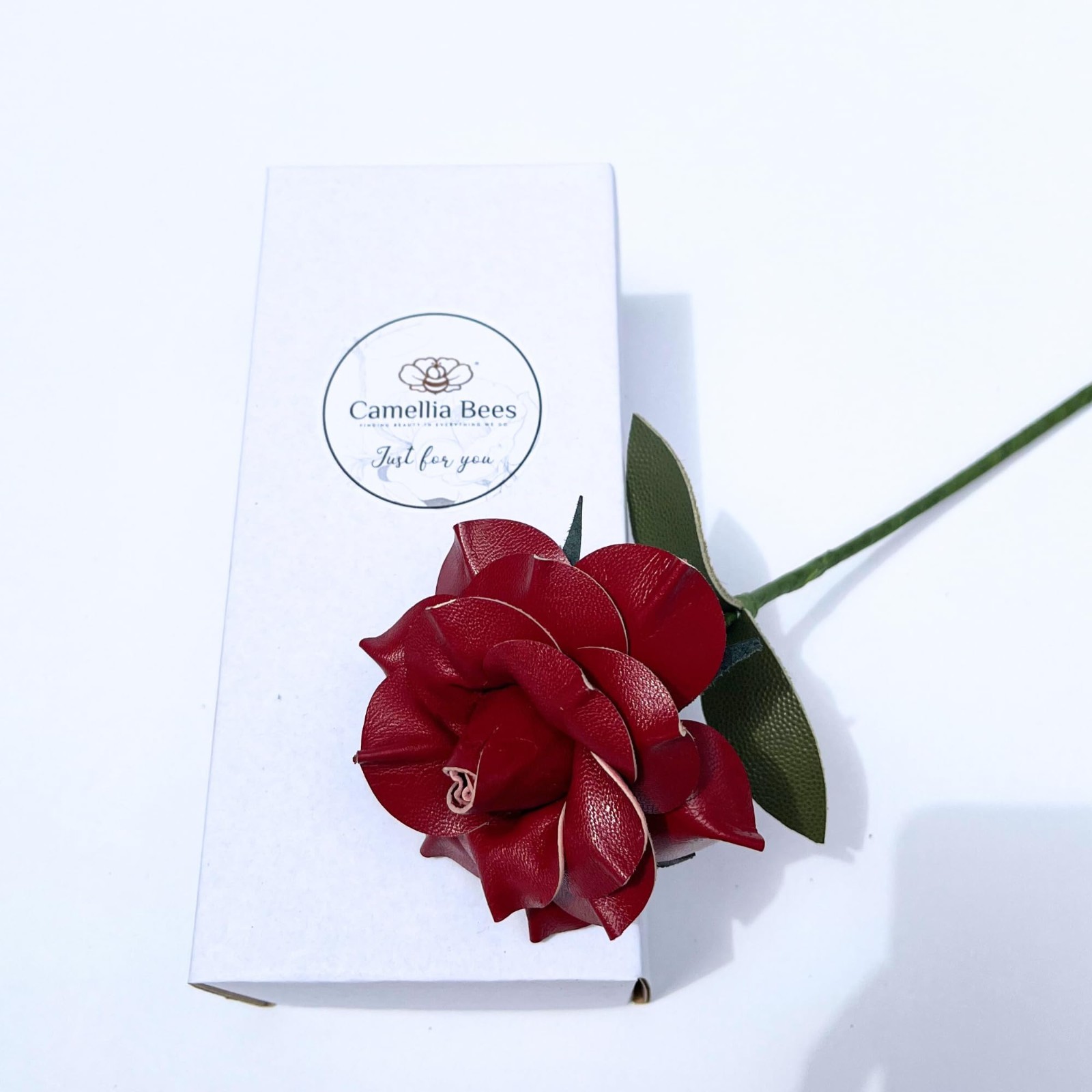 Handmade Leather Rose Gift – Genuine Flower for 3rd Anniversary, Valentine’s Day