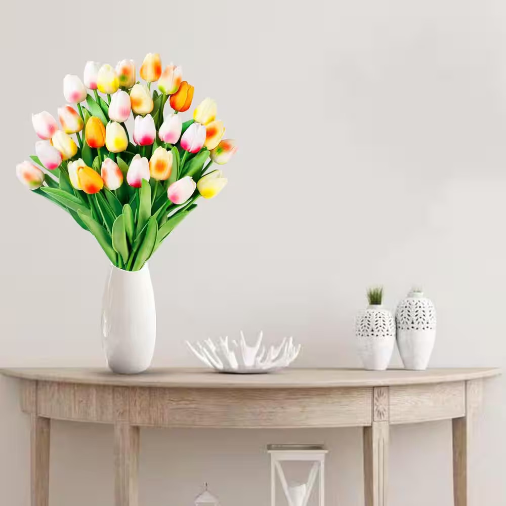 Multi Colors Artificial Tulips, 15-Pack