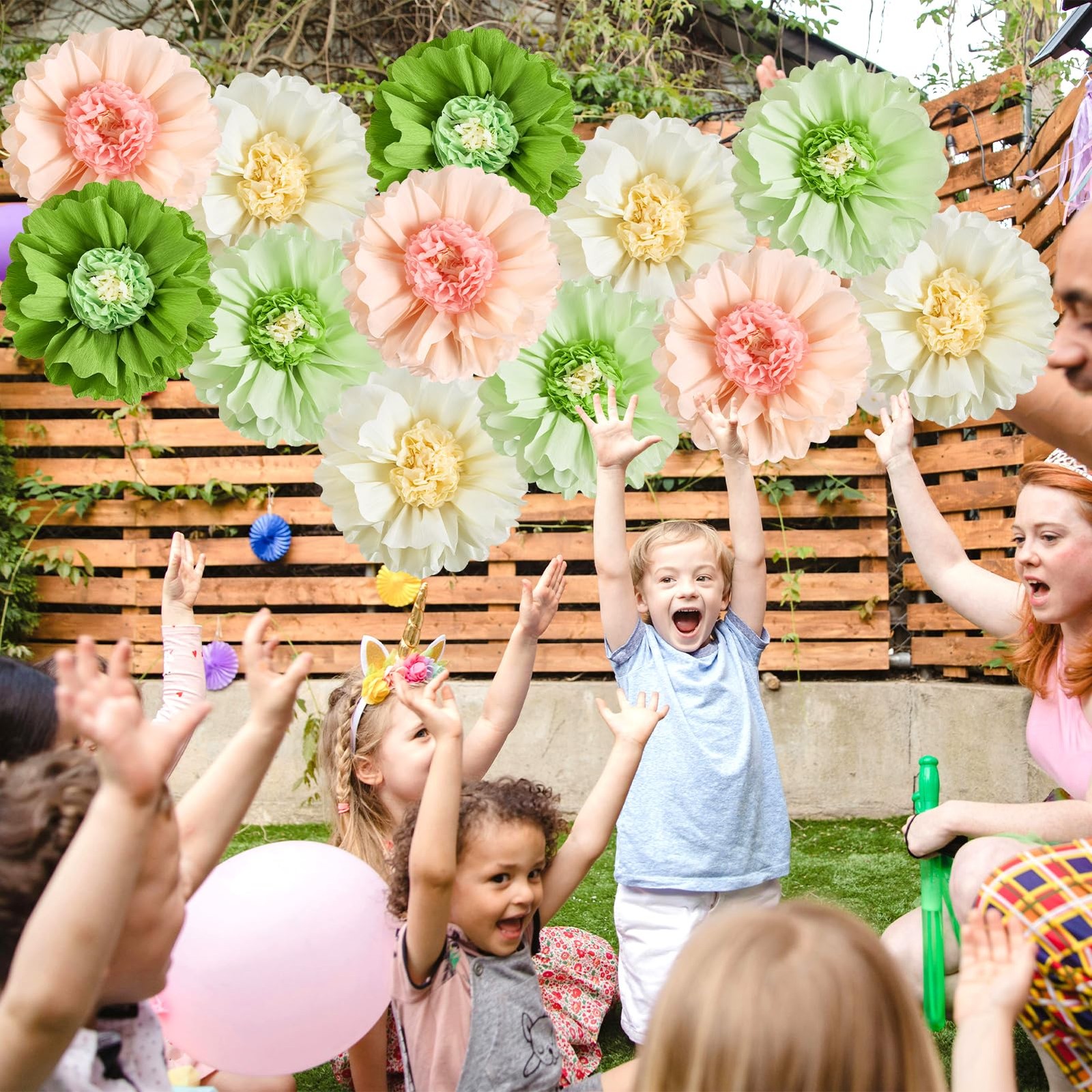 4 PCS 20″ Sage Green Giant Paper Flowers Large Crepe Paper Tissue Flowers Art…