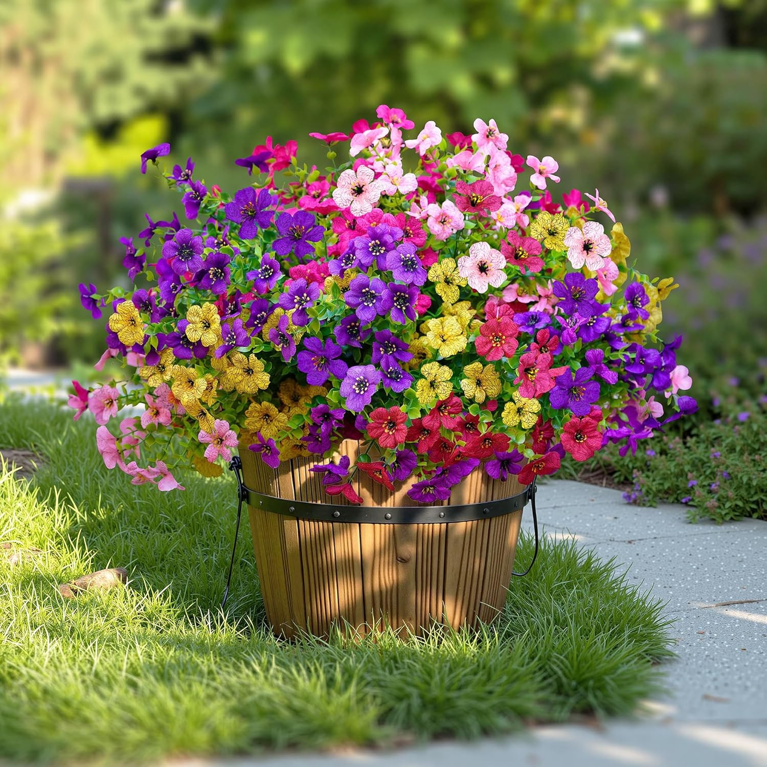 Artificial Faux Flowers Plants for Outdoors outside Spring Summer Decoration,12