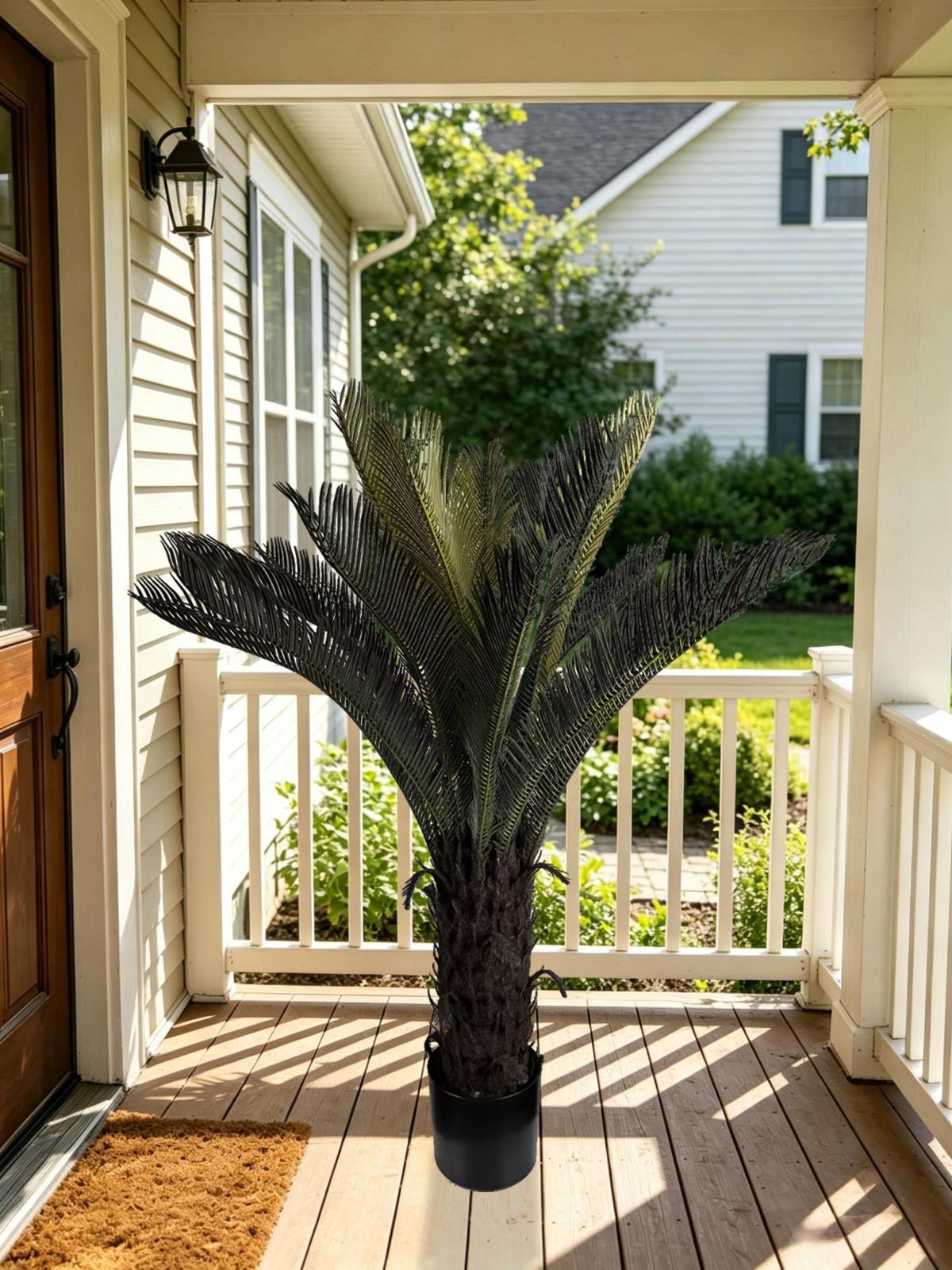 2 Pcs 120cm Artificial Sago Palm Cycas Tree Full Foliage Potted Cycad Home Decor