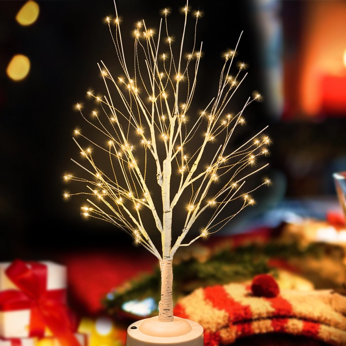 144 LED Birch Tree with Lights, USB/Battery Powered Warm White Artificial Tre…