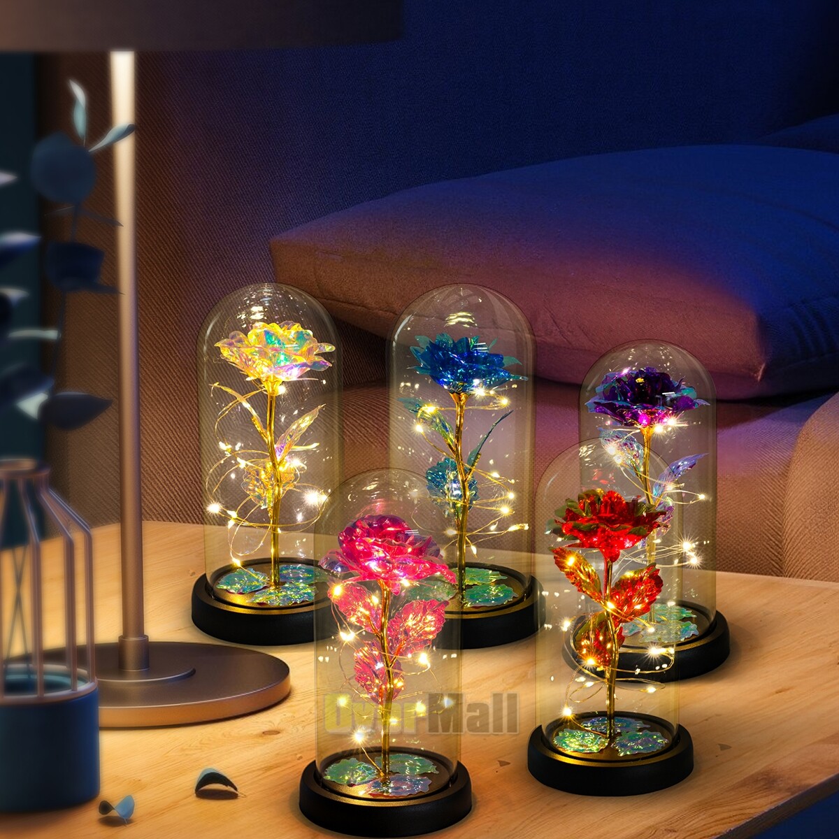 LED Eternal Galaxy Rose in Glass Enchanted Forever Flower Thanksgiving Xmas Gift