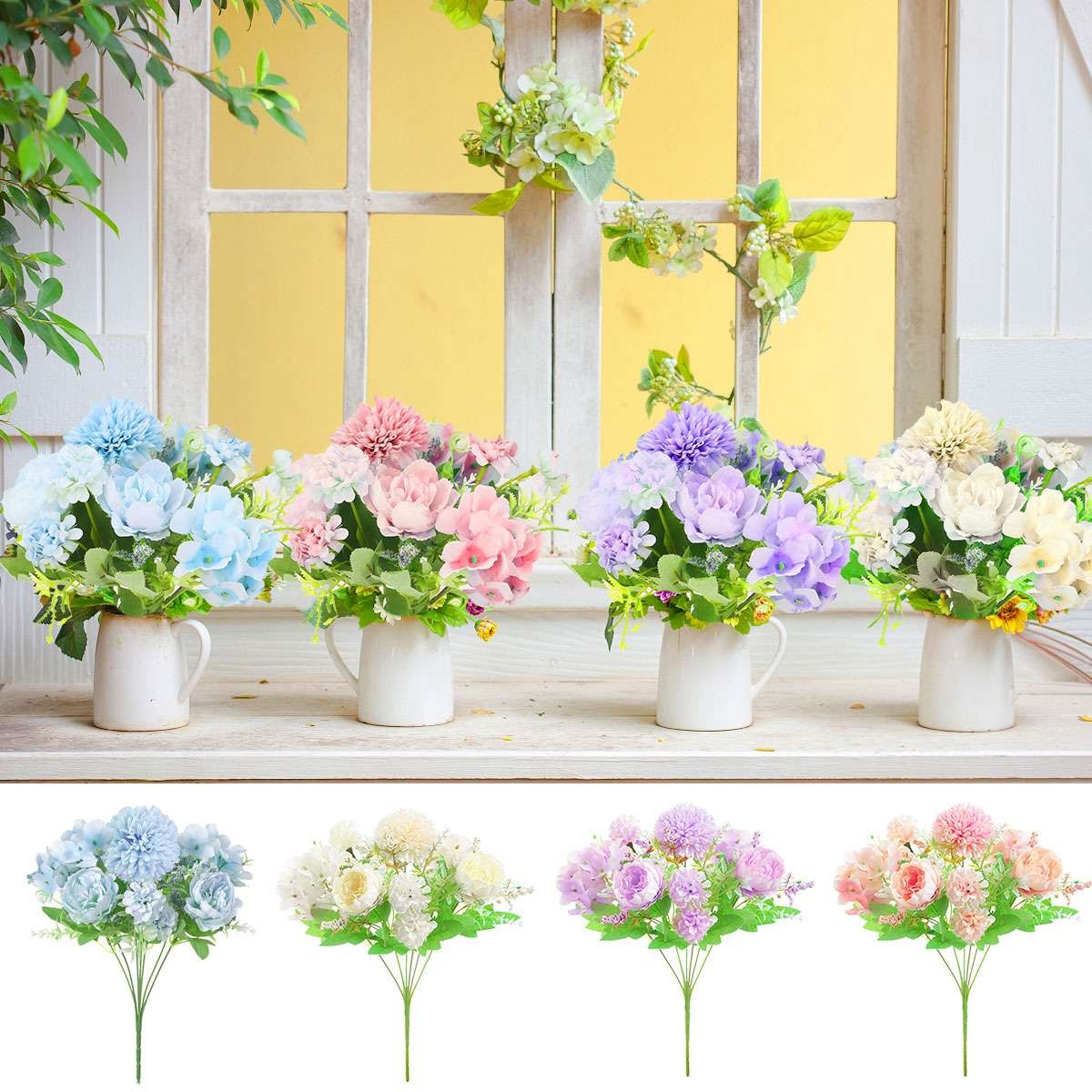 1-4 Bouquet Silk Peony Artificial Hydrangea Flowers Party Wedding Home Decor new