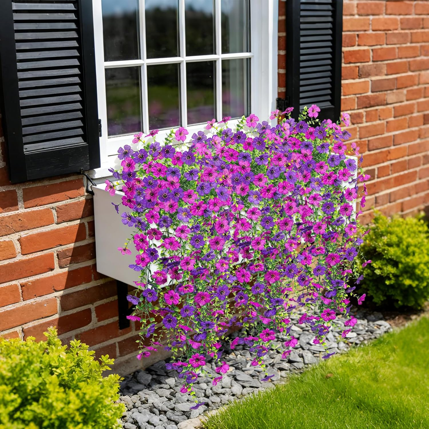 Fake Artificial Hanging Flowers for Outdoor Spring Decor 2PCS Faux Silk Flowers