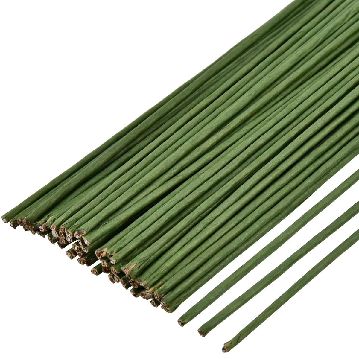 60 Pack Floral Wire Stems 2 Gauge 16 Inch Artificial Flower Stem Rods Green