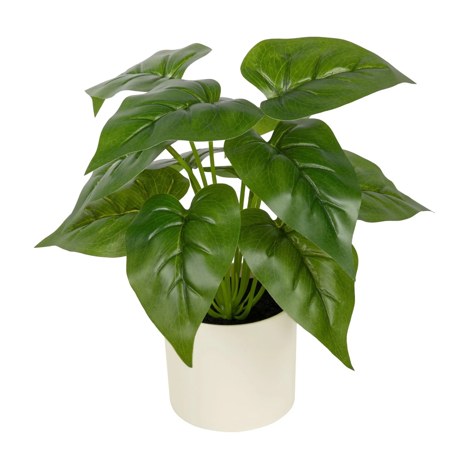 10-inch x 4inch Artificial Philodendron Leaf Plant in White Pot,Green for Indoor
