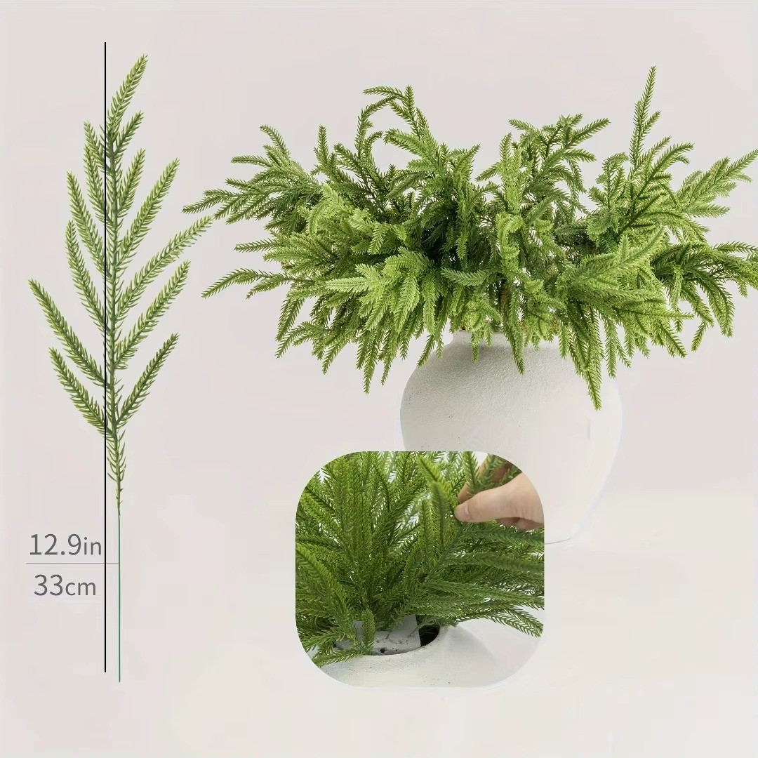 12PCS Artificial Cedar Sprigs Greenery Picks Tabletop Home Decor without pot