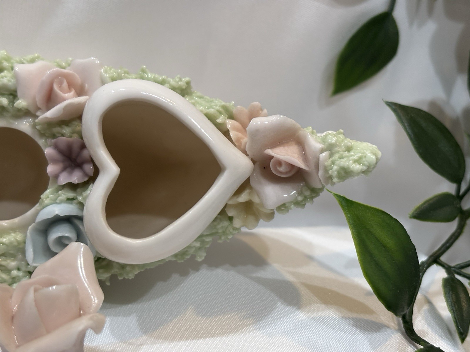 Vintage China Porcelain Gondala Lipstick Holder 3 Removable Roses