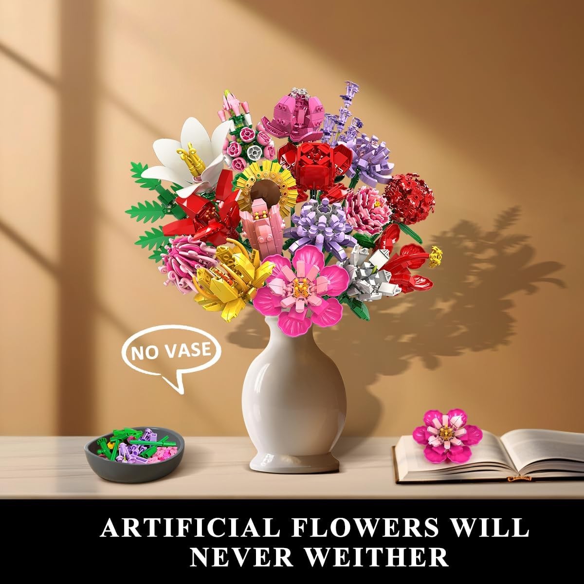 Flower Bouquet Building Set, Valentines Day Botanical Collection Building Block