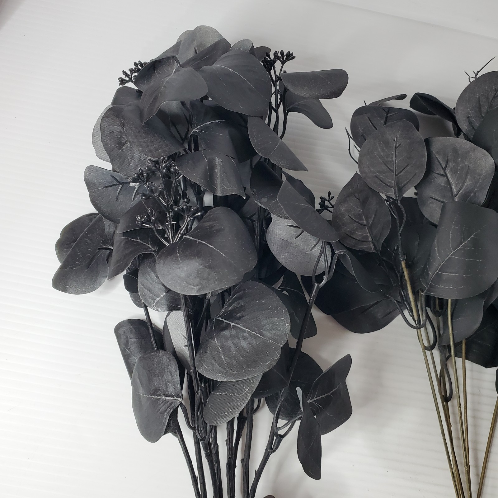 Ashland Halloween Gothic Black Eucalyptus Bush Lot Set Of 3 Witches Lair