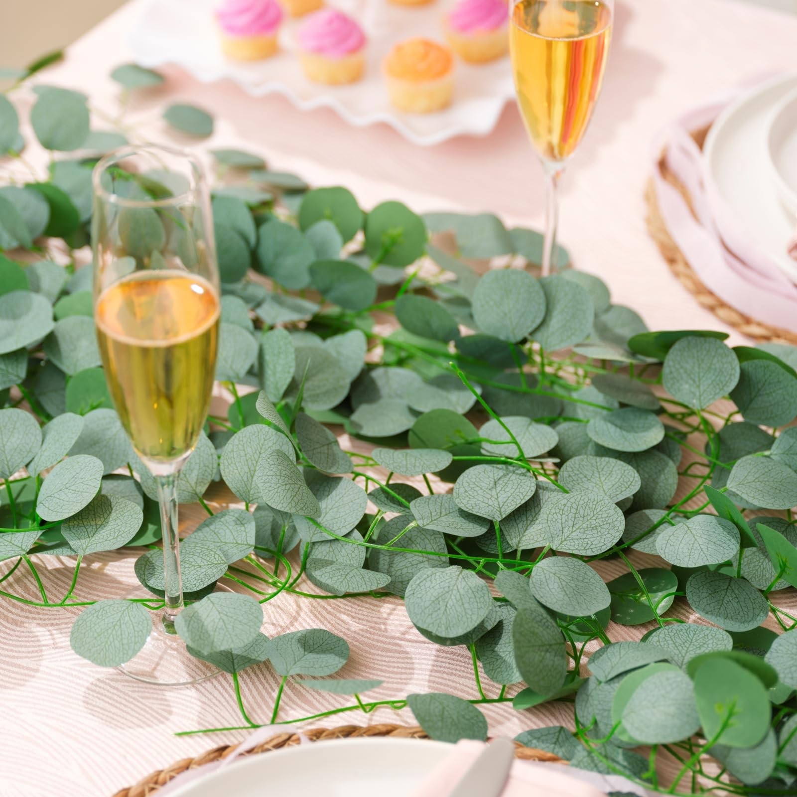 16Pcs Eucalyptus Garland,Artificial Eucalyptus Leaves Table Greenery Garland …