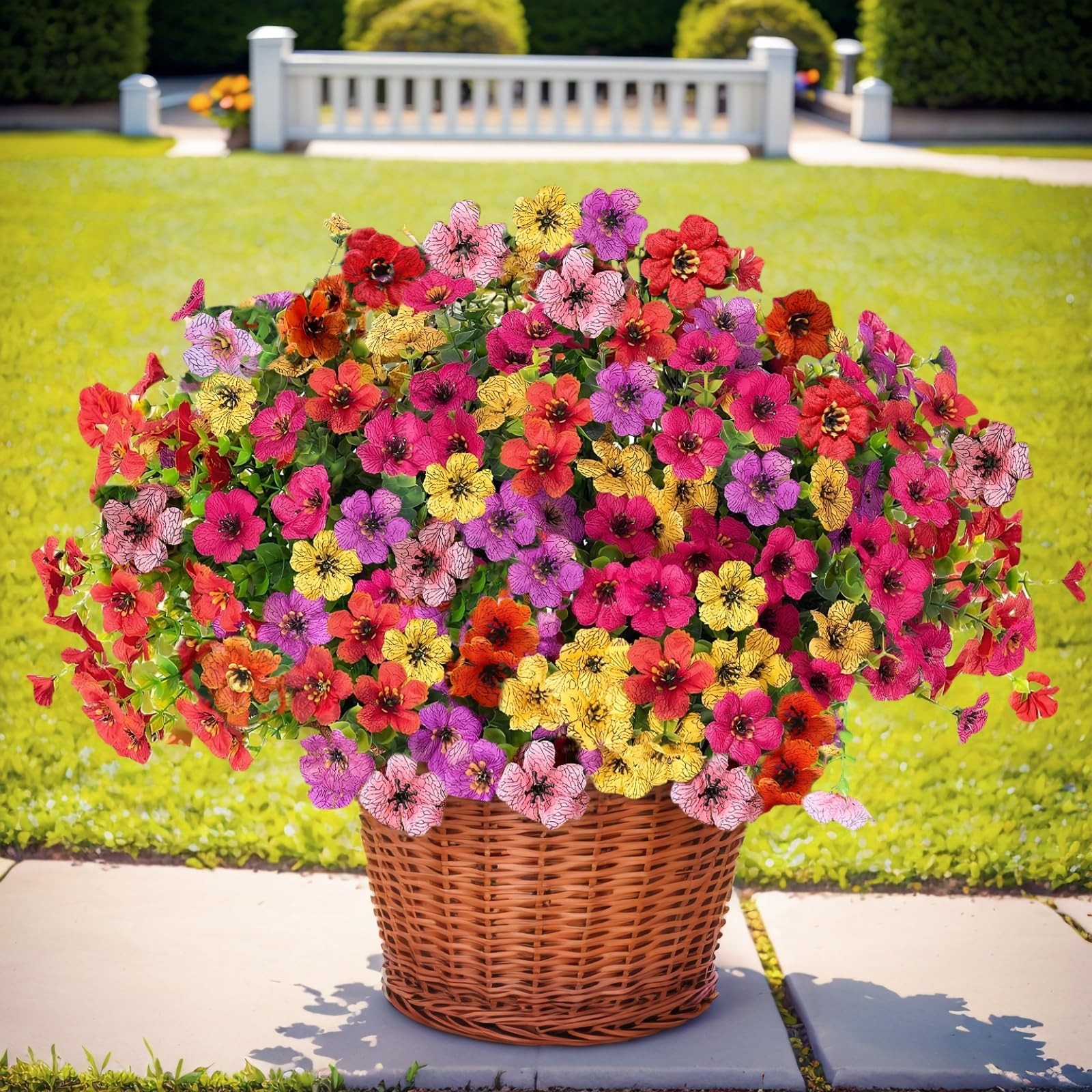 12 Bundles Artificial Flowers for Outdoors, UV Resistant Realistic Faux Silk …