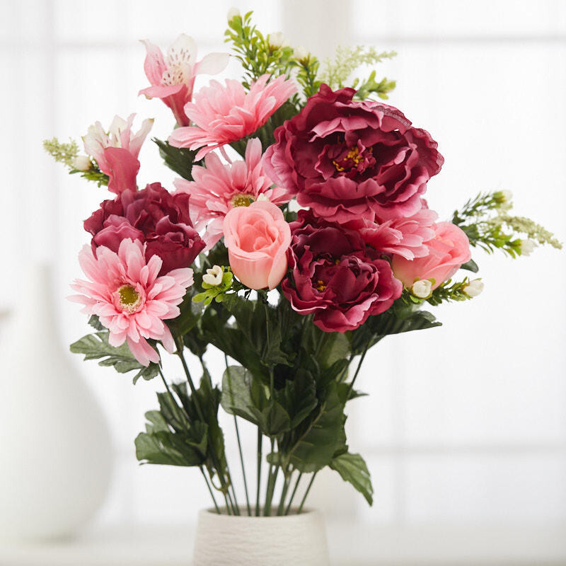 Factory Direct Craft Mauve and Pink Artificial Rose and Peony Bush