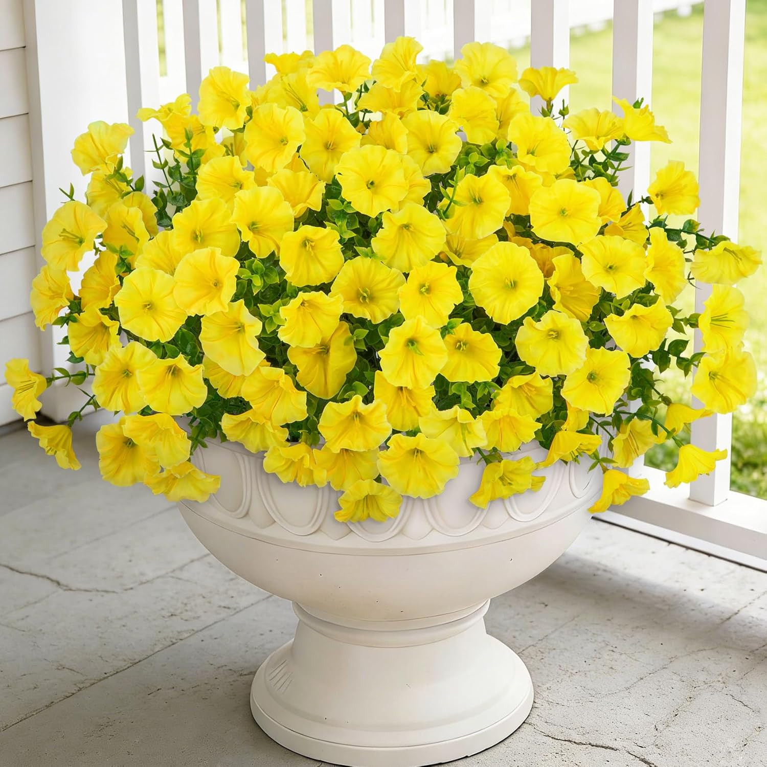 24 Bundles Artificial Flowers for Outdoors, Fake Silk Morning Glory Faux Eucalyp