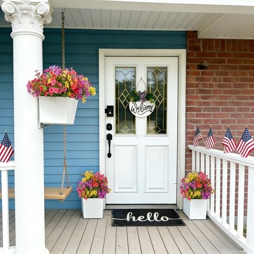 for Outdoors, Fake Plants Greenery Faux 12 Artificial Flowers Mixed 4 Colors