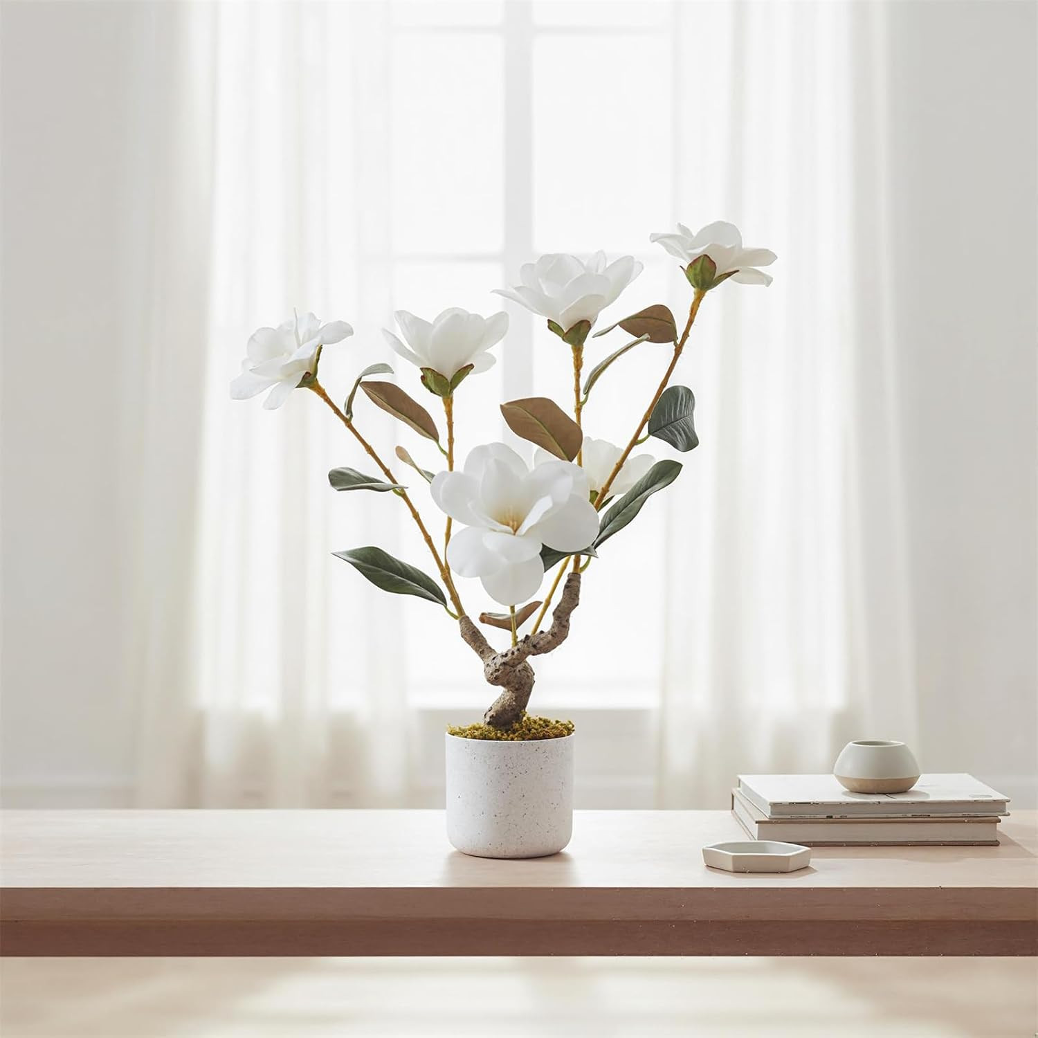Elegant White Faux Orchid Flowers in Pot – 2 Pack, 24 Inch Indoor Decor