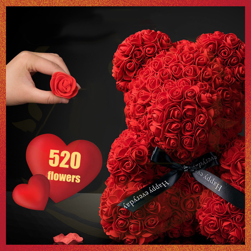 Wedding Rose Teddy Bear With Box For Women Valentines Girlfriend Birthday Gifts