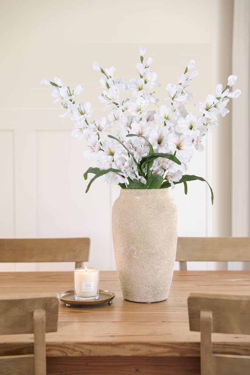 5PCS White Silk Gladiolus Long Stem Artificial Flowers, 33″ Height, Elegant R…